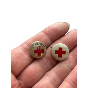 WWI American Red Cross Pins 1917 I Serve Celluloid Button Lot Vintage